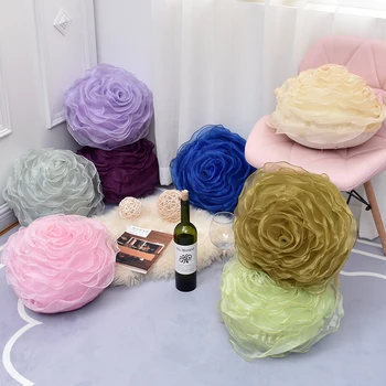 Elegantiškas 3D Siūlai Rose Pagalvėlė Romantiškas Gėlių Sofos pagalvę lovos Gėlių Pagalvę Vestuvių Dekoro Rose Pagalvėlė Valentino Diena Meilužio Dovana