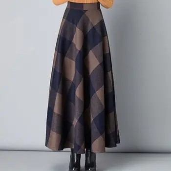Elegantiškas Aukšto Juosmens Vilnonių Ilgi Sijonai, Mados Moterų Vilnos Maxi Sijonai Moterų Vintage-Line Biuras Ponios Darbo Atsitiktinis Sijonas