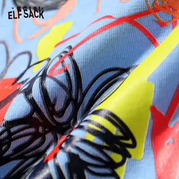 ELFSACK Harajuku Balta Fuinny Grafinis Spausdinti Atsitiktinis Marškinėliai Moterims Top 2020 Metų Vasaros ELF Mėlynos spalvos trumpomis Rankovėmis Moteriška korėjos Kasdien Tee