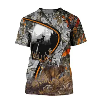 Elniai ir Hog Medžioklės Gyvūnų 3D Atspausdintas vyrų marškinėliai Harajuku Mados Trumpas rankovės marškinėliai vasaros gatvės Atsitiktinis Unisex marškinėlius viršūnės