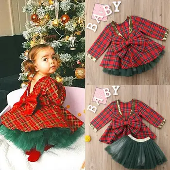 Emmababy Naujas Kalėdos Suknelė Princesė Vaikams Baby Girl Inscenizacija Šalis Suknelė+Žalia Tiulio Tutu Suknelė Vaikams Kalėdų Sundress Komplektai
