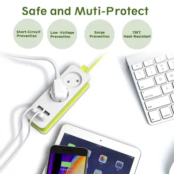 ES Kištukas Galia Juostelės Sienos Kelis Lizdas Nešiojamų 4 USB Prievadas, skirtas Mobiliesiems Telefonams 1200W 250V,1,5 m Kabelis Smartphonach, Tabletės