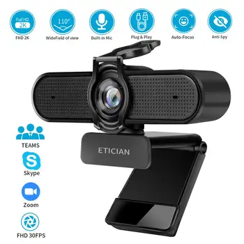 ETICIAN Webcam 2K Auto Focus USB Full HD Web Kamera su Mikrofonu, Kamera, skirta 