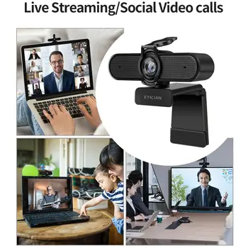 ETICIAN Webcam 2K Auto Focus USB Full HD Web Kamera su Mikrofonu, Kamera, skirta 
