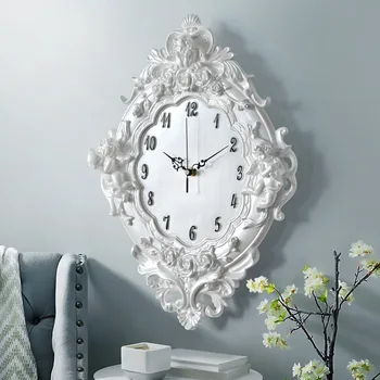 Europos 4pcs angelas Dervos sieninis laikrodis Rožių Gėlių ir žiūri, Klasikinio stiliaus svetainė, miegamasis išjungti dervos angelas laikrodis dovana