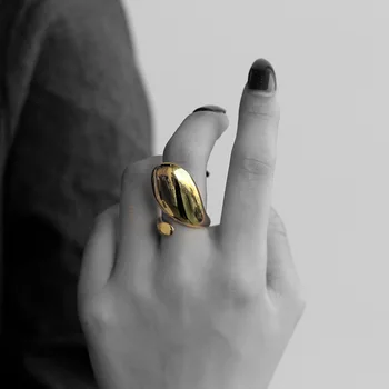 Europos Perdėti Paprasta S925 Sterlingas Sidabro Sklandžiai Žiedas Moterų Ins Normcore Stiliaus Atidaryti Geometrinis Rodomojo Piršto Žiedą
