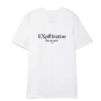 EXO Kpop Penkis turo koncertas PLANETOS#5 pats Marškinėlius Moterims Medvilnės T shirts Harajuku Prarasti Atsitiktiniai trumpomis Rankovėmis Marškinėliai korėjos Viršūnės