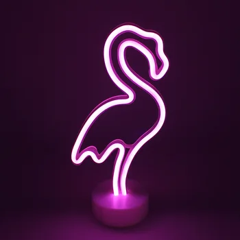 FENGLAIYI Retro Flamingo/Širdies Neon Naktį Lempos DC5V Skulptūra Nekilnojamojo Stiklinis Vamzdelis Neonlights Ženklas, Rankų darbo Namų Puošybai Šviesos