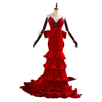 Final Fantasy FP Aerith Gainsborough Cosplay Kostiumų Suaugusių Moterų, Mergaičių Raudona Suknelė Suknelė Helovinas Karnavaliniai Kostiumai