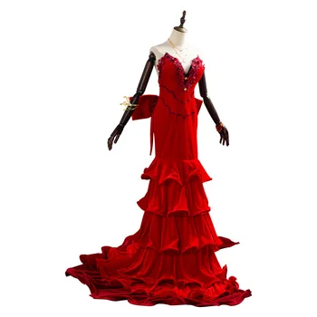 Final Fantasy FP Aerith Gainsborough Cosplay Kostiumų Suaugusių Moterų, Mergaičių Raudona Suknelė Suknelė Helovinas Karnavaliniai Kostiumai