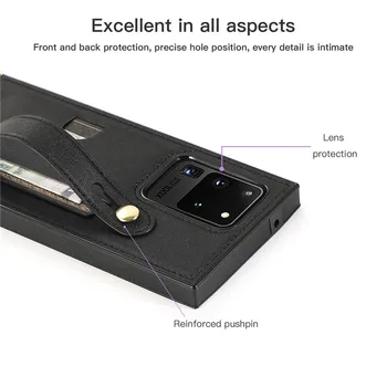 Flip Cover Piniginės Atveju, Samsung Galaxy S9 10 20 Plus Padengti Oda Turėtojas Stovi Galaxy Note 9 10 20 A90 su virvelę