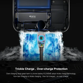 FLOVEME Auto Atjunkite USB Kabelis iPhone, 11 Pro Max 7 5V/2.1 Greito Įkrovimo LED Sinchronizuoti Duomenis Laido Laido 