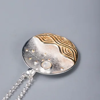 Flyleaf 925 Sterlingas Sidabro Spalvos Apvalių Perlų Jūros Žvaigždės Saulės Pakabukas Karoliai Moterų Originalaus Dizaino Rankų Darbo Fine Jewelry