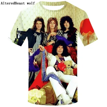 Freddie Mercury Dizaino vyrų 3D Marškinėliai Karalienė Juosta Marškinėliai Vyrams Harajuku Vasaros trumpomis Rankovėmis Vyrams karalienė Tee Marškinėliai homme