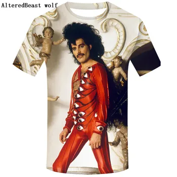 Freddie Mercury Dizaino vyrų 3D Marškinėliai Karalienė Juosta Marškinėliai Vyrams Harajuku Vasaros trumpomis Rankovėmis Vyrams karalienė Tee Marškinėliai homme
