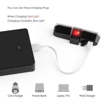 FSTE-Nuoma Uodegos Šviesos Itin Ryškios Dviračių Šviesos USB Įkraunamas LED Dviračio Galinis Žibintas 5 Šviesos Režimas Žibintai su Raudona + Mėlyna