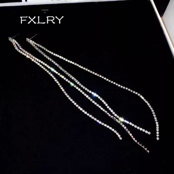 FXLRY Prekės Balta Spalva Kubinis Cirkonis Mados Tendencija Tong Kutas Auskarai Moterims Fine Jewelry