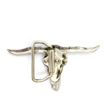 Galvanizavimo Sidabro longhorn diržo sagtis metalo didmeninė užsakymą karvės galvos kaukolės diržo sagtis