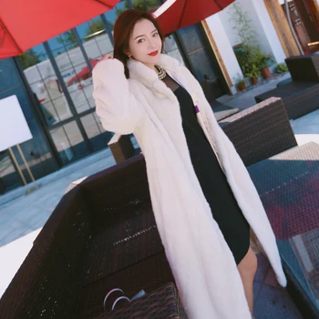 Gamtos nekilnojamojo audinės kailiniai paltai žiemos moterys ilgai stiliaus originali kailio viršutiniai moterų audinės kailiniai paltai