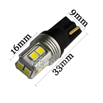 GEARUIS 100vnt T10 10 SMD 2835 LED W5W ne poliškumas 60MA Pleišto lemputės Patvirtinimo Žibintai Interjero Žemėlapis Dome Lights12V Balta
