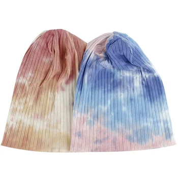 Geebro Naujas Moterų Kaklaraištis dažų Minkštas Briaunoti Beanie Skrybėlių Slouchy Kepurės Ponios Rudenį Medvilnės Spalvotų Skullies variklio Dangčio baggy Skrybėlės