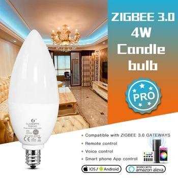 GLEDOPTO ZigBee 3.0 Smart Lemputė E12/E14 4W 50,000 Valandų Gyvenimo Smart Home 100-240V Smart Lemputė Dirbti Su 