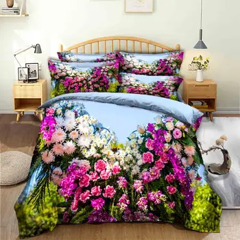 GOANG karšto pardavimo užvalkalai patalynę ir lovos komplektai twin antklode padengti 240/220 karalius ir karalienė šalikas patalynės komplektai namų tekstilės gėlių linas
