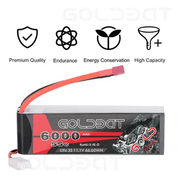 GOLDBAT 11.1 V lipo Baterija RC Automobilių 6000mAh 3S Lipo Baterijos Įkrovimo drone baterija fpv 55C su Dekanai Kištukas Sunkvežimių Heli