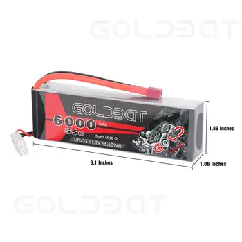 GOLDBAT 11.1 V lipo Baterija RC Automobilių 6000mAh 3S Lipo Baterijos Įkrovimo drone baterija fpv 55C su Dekanai Kištukas Sunkvežimių Heli