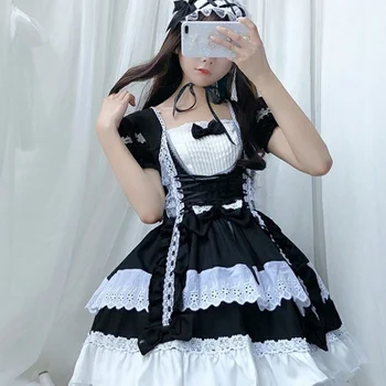 Gothic Lolita Dress Helovinas Kostiumas Moterims Japonijos Harajuku Vintag Viktorijos Sijonas Loli Juoda Palaidinė Vestido Kawaii FF2273