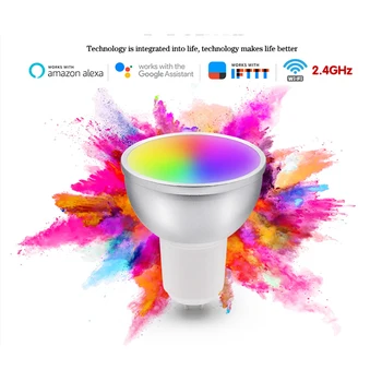 GU10 5W Smart WiFi LED Lemputės, Lempos, Nuotolinio Valdymo Balsu RGBCW Pritemdomi LED Light Dirbti Su Alexa, Google 