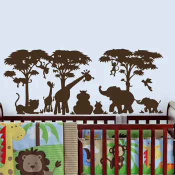 Gyvūnų Afrikos Safari Vinilo Sienos Lipdukai Namų Dekoro Vaikams Vaikų Darželio Miegamasis Dekoro Lipdukai Džiunglės