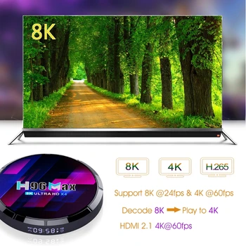 H96 Max X4 S905 4GB RAM - 64G Smart TV Box Paramos Dvejopo Dažnio Wifi BT HD - 8K 1080p 