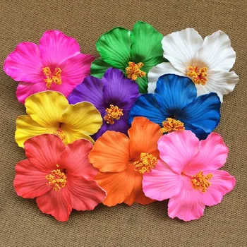 HappyKiss 18pcs mišrios spalvos Putų Havajų gėlių Hibiscus Flower nuotakos plaukų įrašą 9cm awaiian plumeria gėlių elastinga Hawai