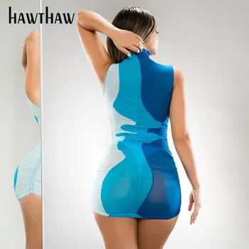 Hawthaw Moterų Vasaros Golfo Bodycon Akių Matyti Per Paketo Klubo Mini Trumpą Suknelę Sundress 2021 Moterų Drabužių Streetwear