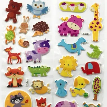 HBGS 50 Lapų Mielas Vaikai Reljefiniai 3D Lipdukai Gyvūnus, Automobilių Animacinių filmų Vandenyno Žuvų Vaikų Dovana Mokyklos Mokytojų Atlygį Scrapbooking Žaislas