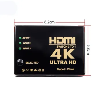 HDMI jungiklis 3 Uosto 4K*2K 1080P HDMI Switcher Selektorių Perjunkite 3x1 Splitter Lauke Ultra HD HDTV Xbox PS3, PS4 Daugiaformačių