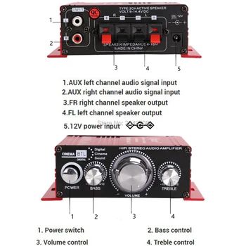 Hi-Fi Stereo Stiprintuvas 4 Colių Garsiakalbis ES/ JK /JAV Maitinimo Adapteris Audio Kit 
