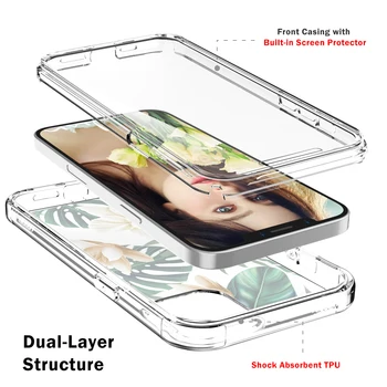 Hibridinių Standžiųjų + TPU Dual Layer Atveju iPhone 12 Pro Max atsparus smūgiams 2 in 1 Atveju iPhone 12 Shield Skaidrus Screen Protector