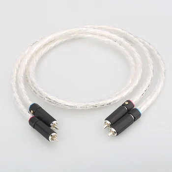 Hifi audio RCA plug Garso Kabelis Liton sidabro padengtą dviguba filtro žiedo karščiavimas garso signalo kabelis RCA RCA