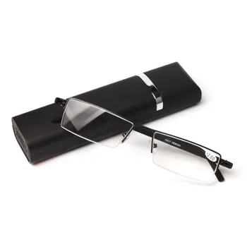High-end verslo vyrų ir moterų skaitymo akiniai pusė kadro stainless stell plius TR90 medžiagą siųsti akiniai atveju