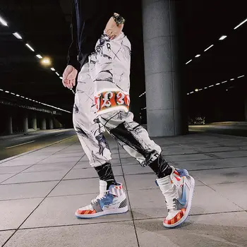 Hip-Hop Poilsiu Vyrų 2020 Spausdinimo Mens Haremo Kelnės Streetwear Juostelės Atsitiktinis Slim Kulkšnies ilgis Jogger Vyrų Kelnės