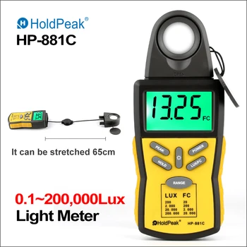 HoldPeak Lux Matuoklis Skaitmeninis Šviesos Matuoklis Profesinės Luxmeter Metrų 0-200000 Lux Luminometer Fotometras Rankinei Light Meter