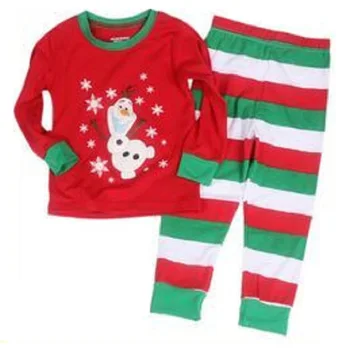 Hooyi Berniukai Kalėdų Pižama Medvilnės Vaikų Raudona Santa T-Shirt Žalia Raudona Balta Dryžuotų Kelnių Merginos Sleepwear Medžio Drabužiai