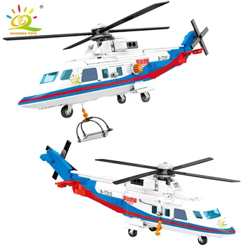 HUIQIBAO 391pcs Gelbėjimo Jūroje Policijos Sraigtasparnis Blokai Miesto Plokštumos Duomenys Plytų Švietimo Žaislai Vaikams