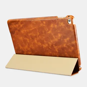 Icarer 2 Spalvos Naftos Vaškas Derliaus natūralios Odos Folio Case For iPad Air2 9.7