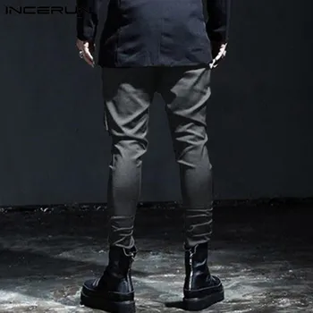 INCERUN Mados Punk Stiliaus Vyrų Kelnės Poilsiu Mygtuką Paprasto 2021 Kišenės korėjos Nereguliarus Kelnės Vyrams Streetwear Haremo Kelnės 5XL