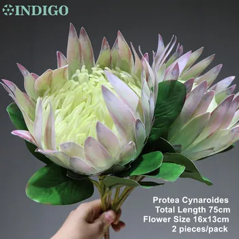 INDIGO -2 vnt. Šviesiai Violetinė Protea cynaroides Didelio Dydžio Nekilnojamojo Touch Dirbtinių Gėlių Vestuvių Gėlių Šalies Atveju Dropshipping