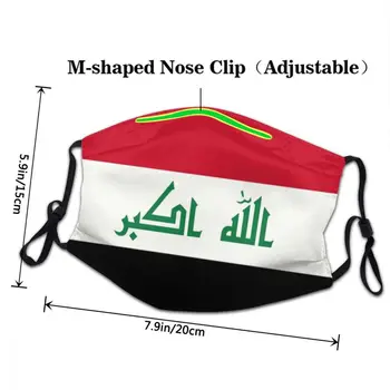 Irako Vėliava Daugkartinio Naudojimo Veido Kaukė Unisex Stabdžių Migla Apsauga Nuo Dulkių Apsauga Apima Respiratorius Nagų Mufelinė