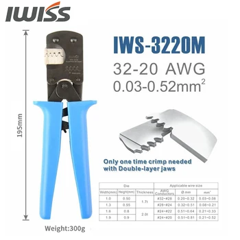 IWISS IWS-3220 Reketas Užspaudimo Tiekėjas Vertus Crimper Įrankiai Siauros žingsnio Jungtis Kaiščių Fiksavimo Intervalas nuo 0,03-0.5mm2 (AWG: 32-20)